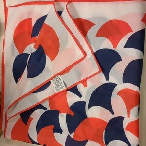 Ben Goodman Vintage 60s Scarf Red White Blue Fan Shapes Mod Style Japan